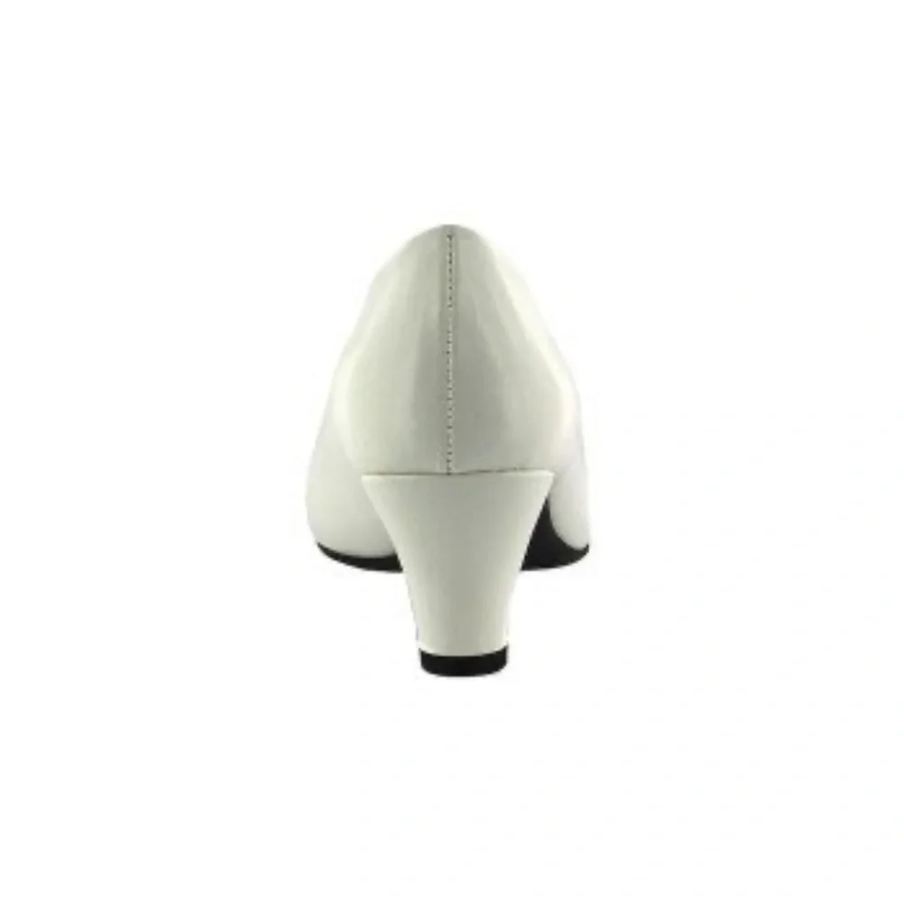 NEW EASY STREET WOMENS FABULOUS FAUX LEATHER SLIP ON HEELS PUMPS SHOES WHITE - Picture 5 of 5